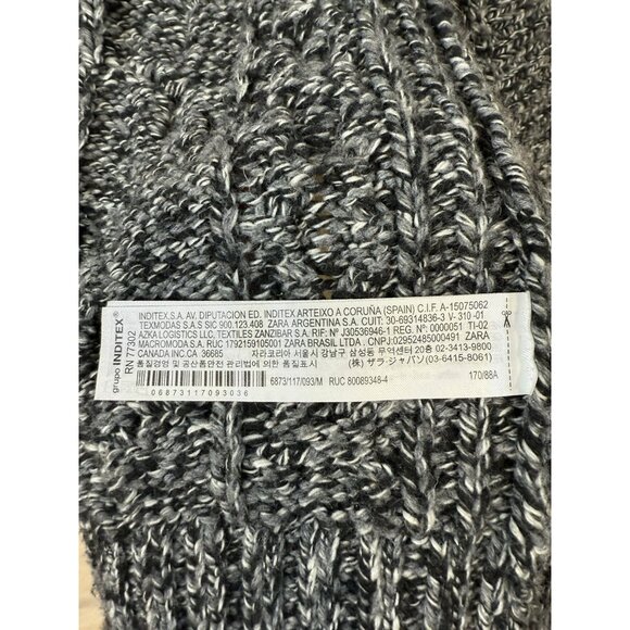 ZARA Size M Womens Shawl Collar Open Front Dolman Sleeve Cardigan Heather Black - Picture 12 of 12